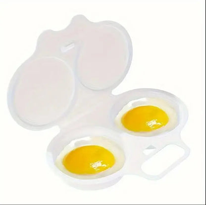 Grey Egg Poacher, Easy-Clean Microwave Egg Boiler Poacher, 2 Cavity Nonstick Poached Egg Maker With Lid