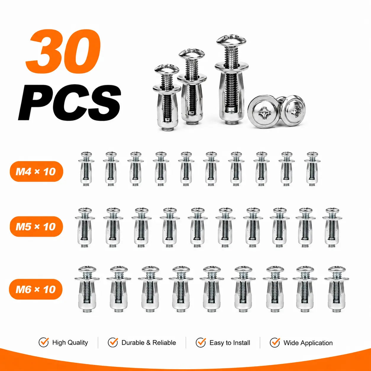 30/90PCS Rivet Locking Nuts Set – M4/M5/M6 Carbon Steel Threaded Inserts