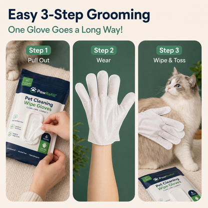 Deodorizing Glove Wipes for Dogs & Cats - Waterless Bath Alternative