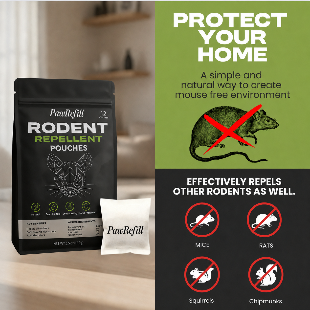 PawRefill® Natural Rodent Repellent Pouches