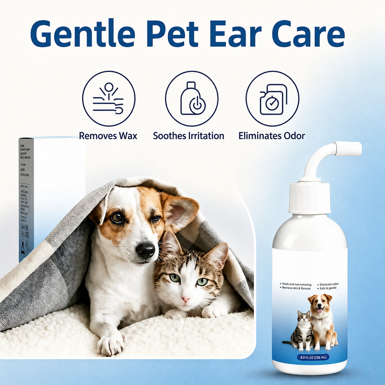 Gentle Pet Ear Wash | Odor-Free Cleaning for Dogs & Cats🌿