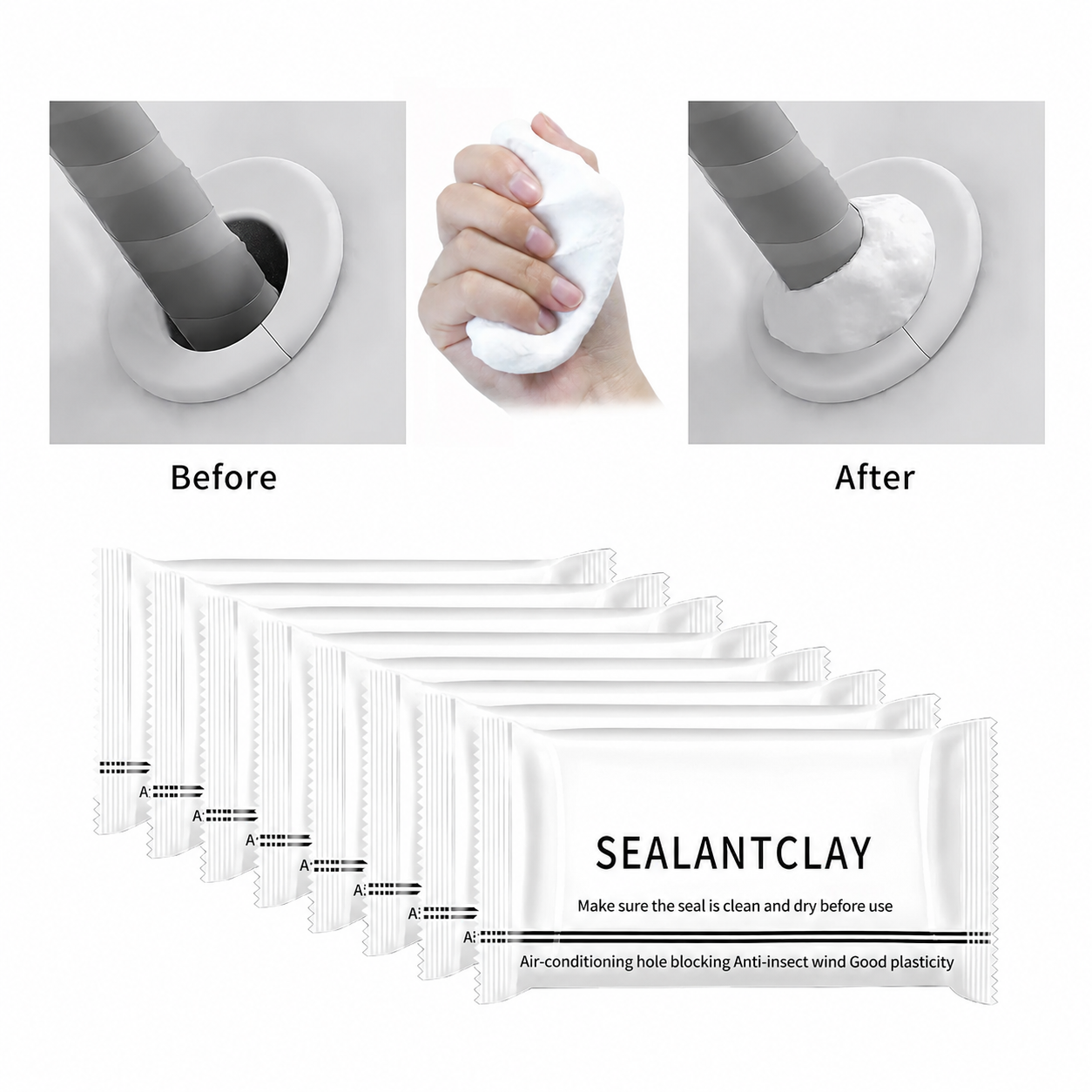 Quick-Curing Sealant Clay – Waterproof Gap Filler for A/C Holes, Pipes & Wall Cracks