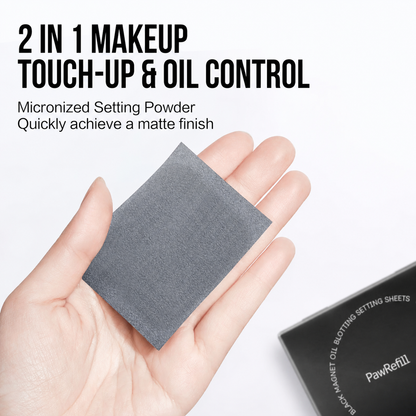 Black Magnet Oil Blotting Setting Sheet With Powder More Control Oil Keep Fresh 2 IN 1 Blotting Sheet