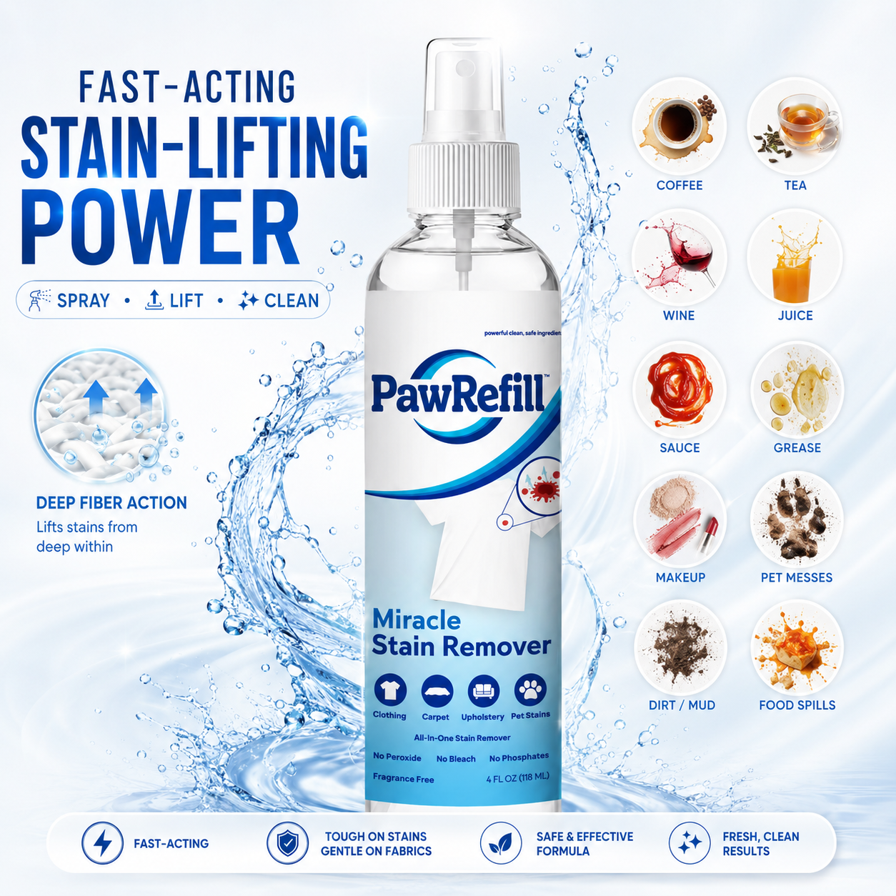 Miracle Stain Remover Spray: Removes Virtually All Household Stains Powerful All-In-One Solution