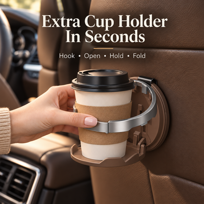 Foldable Car Cup Holder with Hook – Space-Saving Drink & Interior Organizer