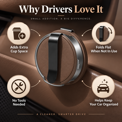 Foldable Car Cup Holder with Hook – Space-Saving Drink & Interior Organizer