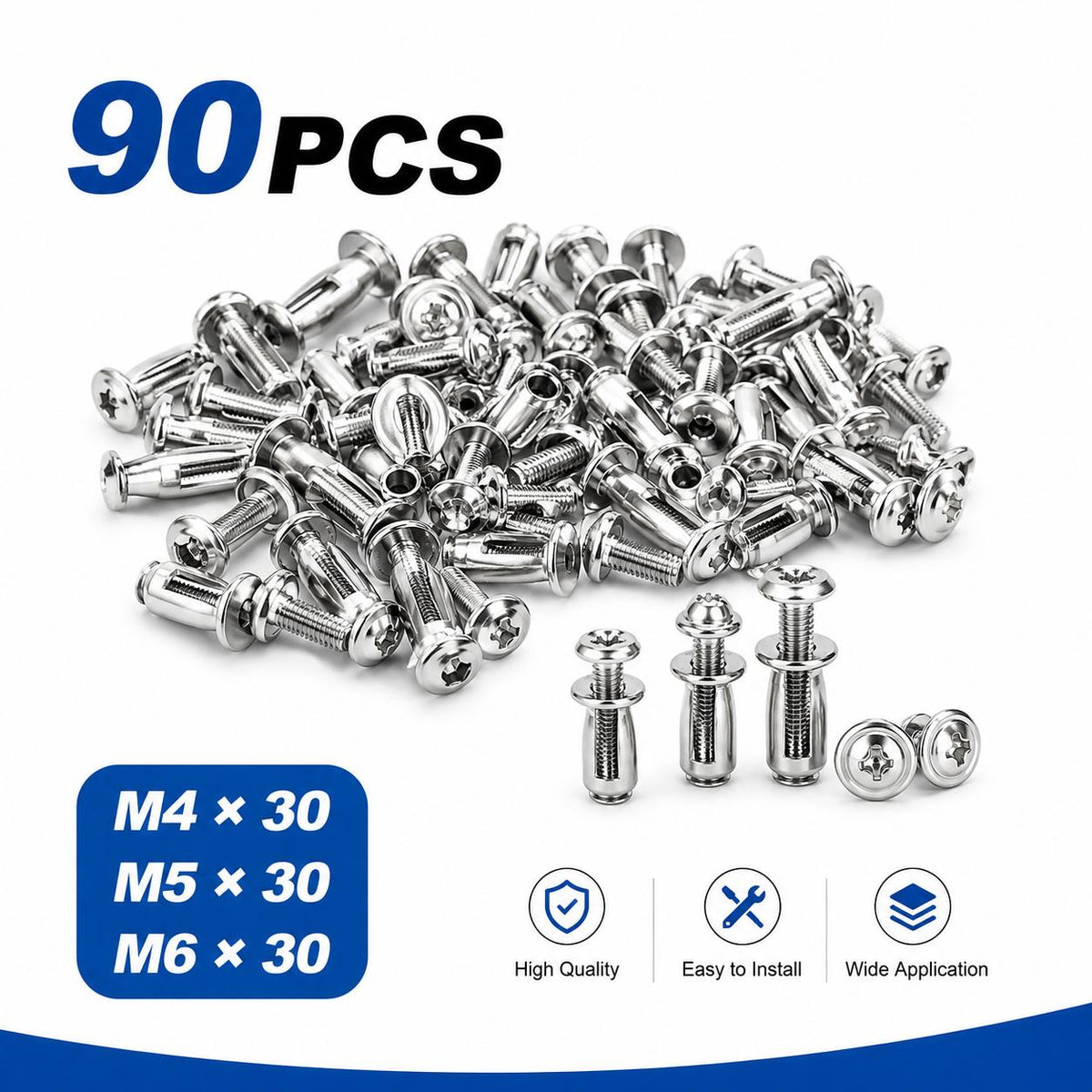 30/90PCS Rivet Locking Nuts Set – M4/M5/M6 Carbon Steel Threaded Inserts