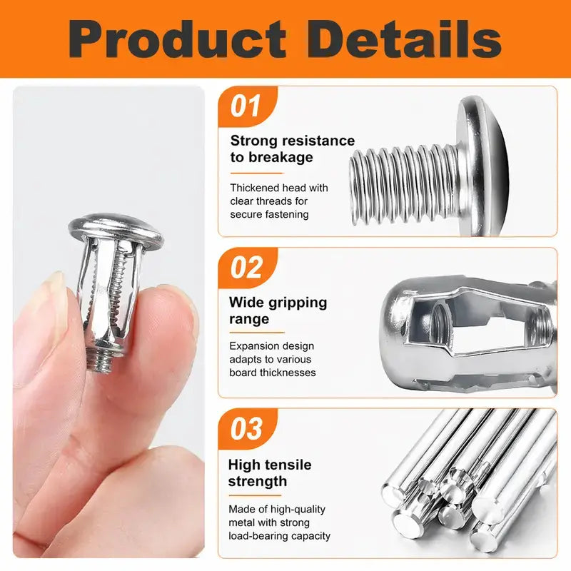30/90PCS Rivet Locking Nuts Set – M4/M5/M6 Carbon Steel Threaded Inserts