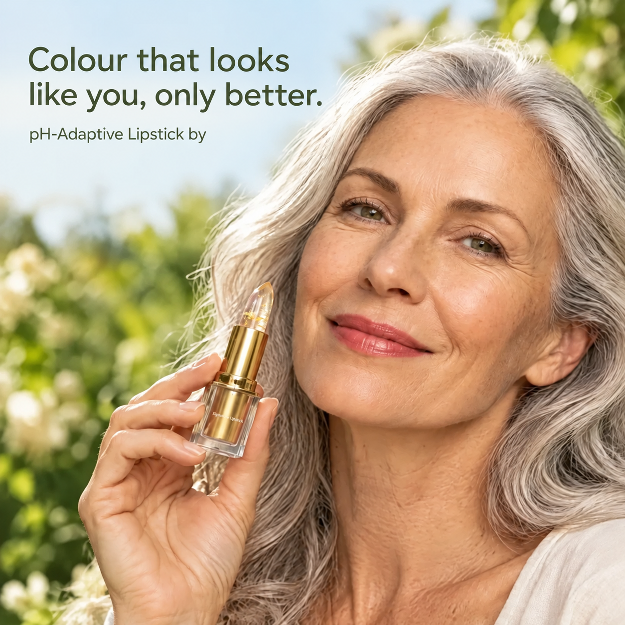 Woman holding clear lipstick