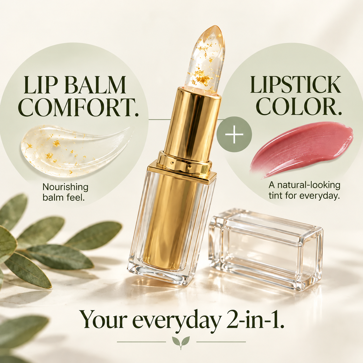 Lipstick for Mature Lips-2-in-1 Color-Adapting Lipstick & Balm